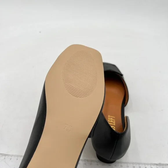 Miss Left Black Square Toe D'Orsay Pumps Low Chunky Heels Slip On Fashion Shoe - Picture 5 of 7